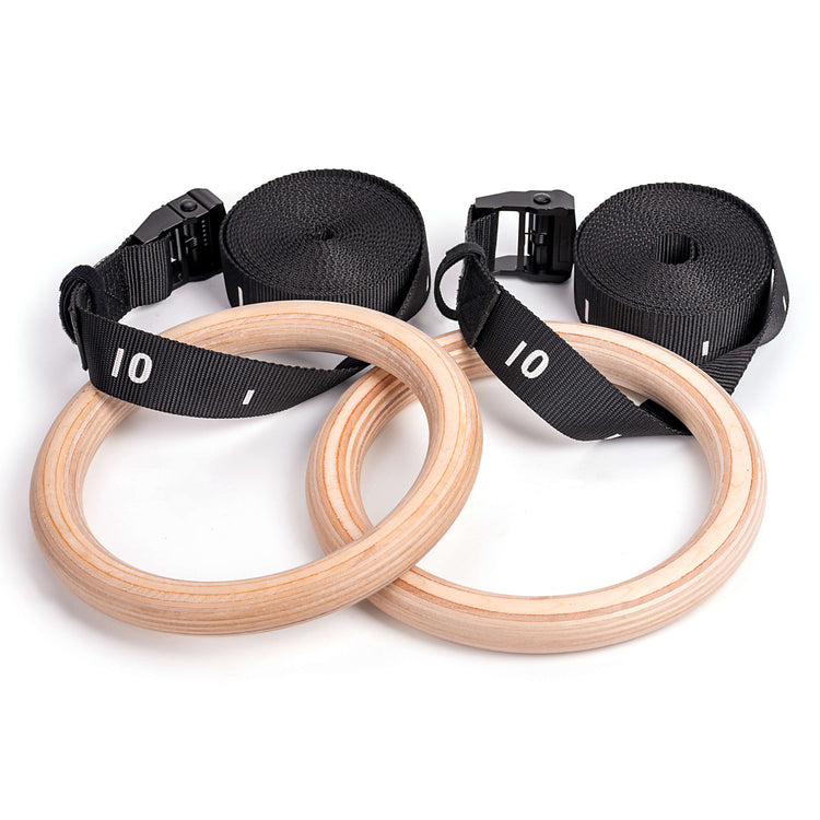 Calisthenics rings with adjustable straps numbered