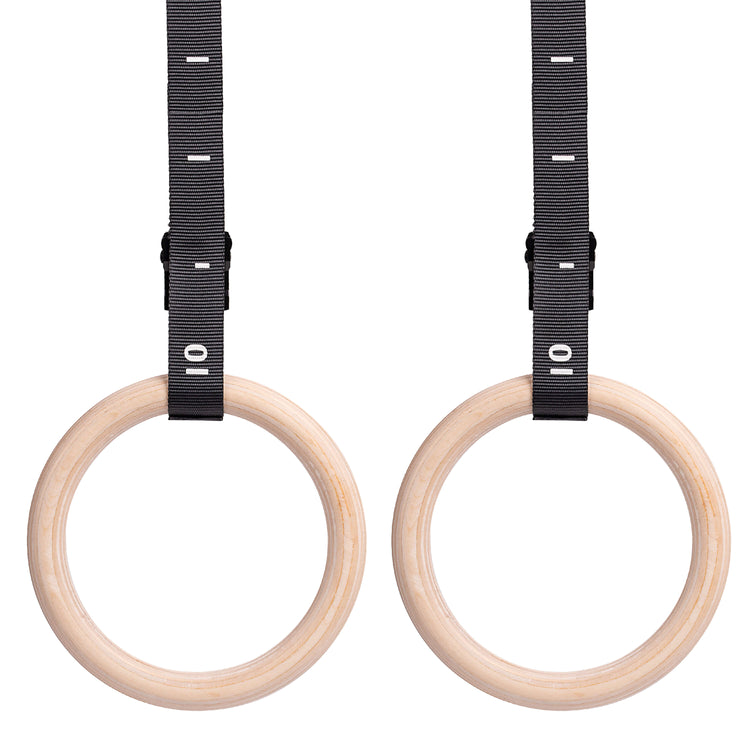 Gym rings with adjustable numbered straps by Atomic Iron