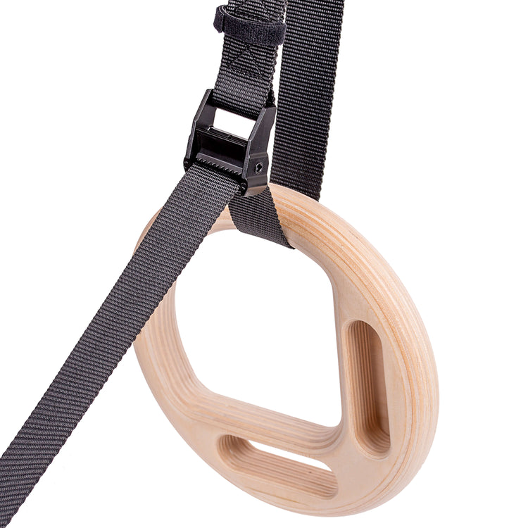 climbing gymnastic rings with atomic iron black adjustable straps