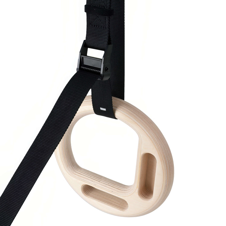 climbing rings with adjustable straps numbered by atomic iron