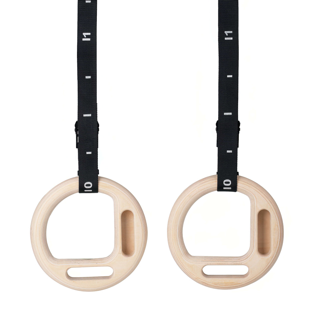 hangboard rings with adjustable straps numbered by atomic iron