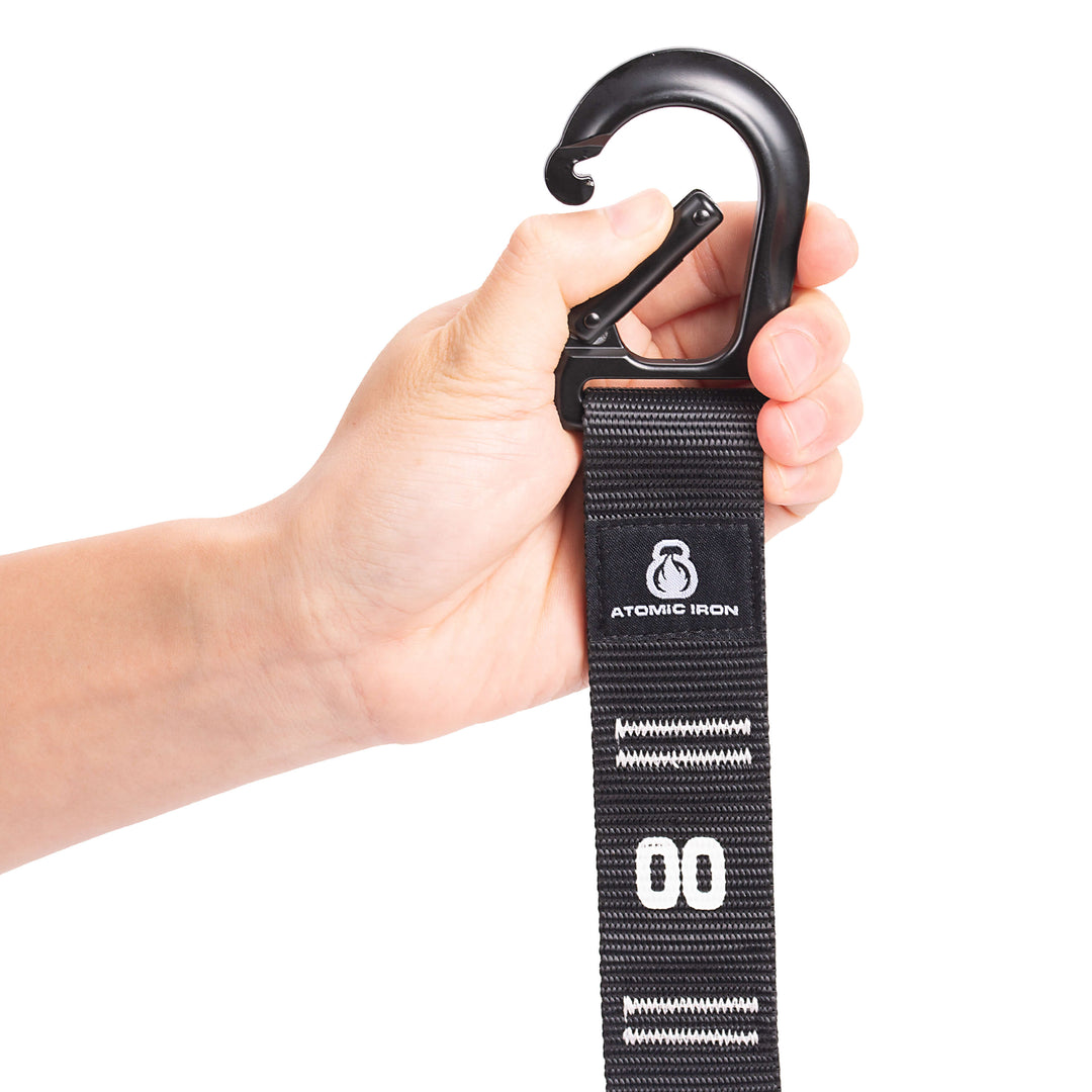 Atomic Iron carabiner numbered straps for gym rings