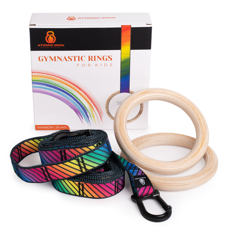 Rainbow Kids Gym Rings Set with gift box - Atomic Iron